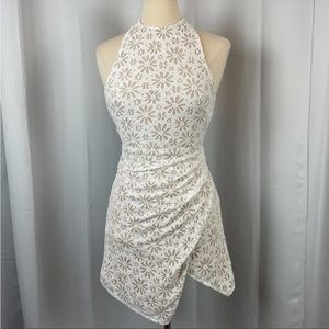 NWT Hello Molly Dress Womens Size 4 White Lace Halter Fitted Mini
